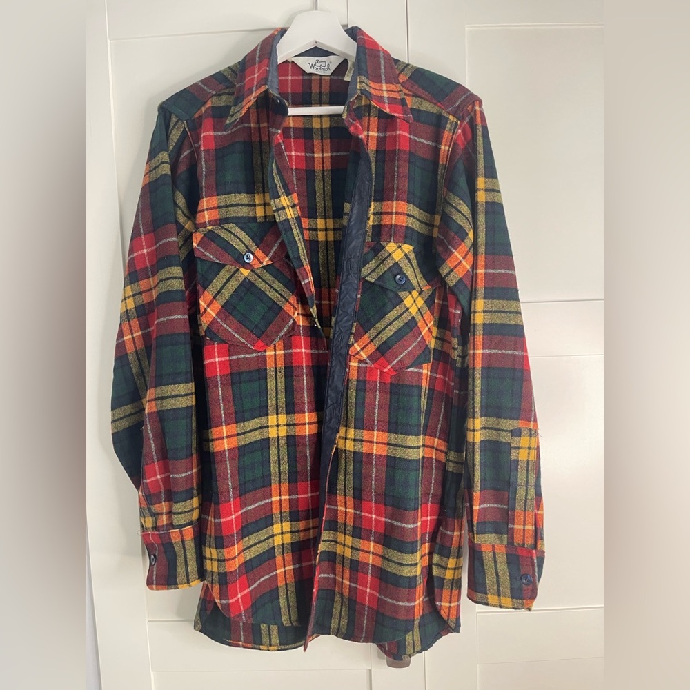 Woolrich Vintage Wool Multicolor Plaid Button-Up Shirt Size M Great Condition